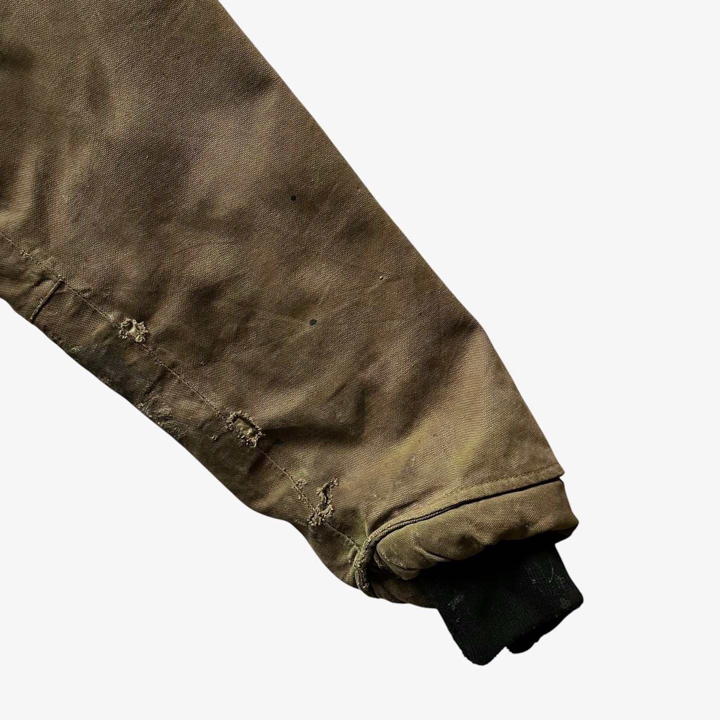 Vintage Y2K Mens Carhartt Ketchikan Brown Hooded Workwear Jacket Sleeve - Casspios Dream