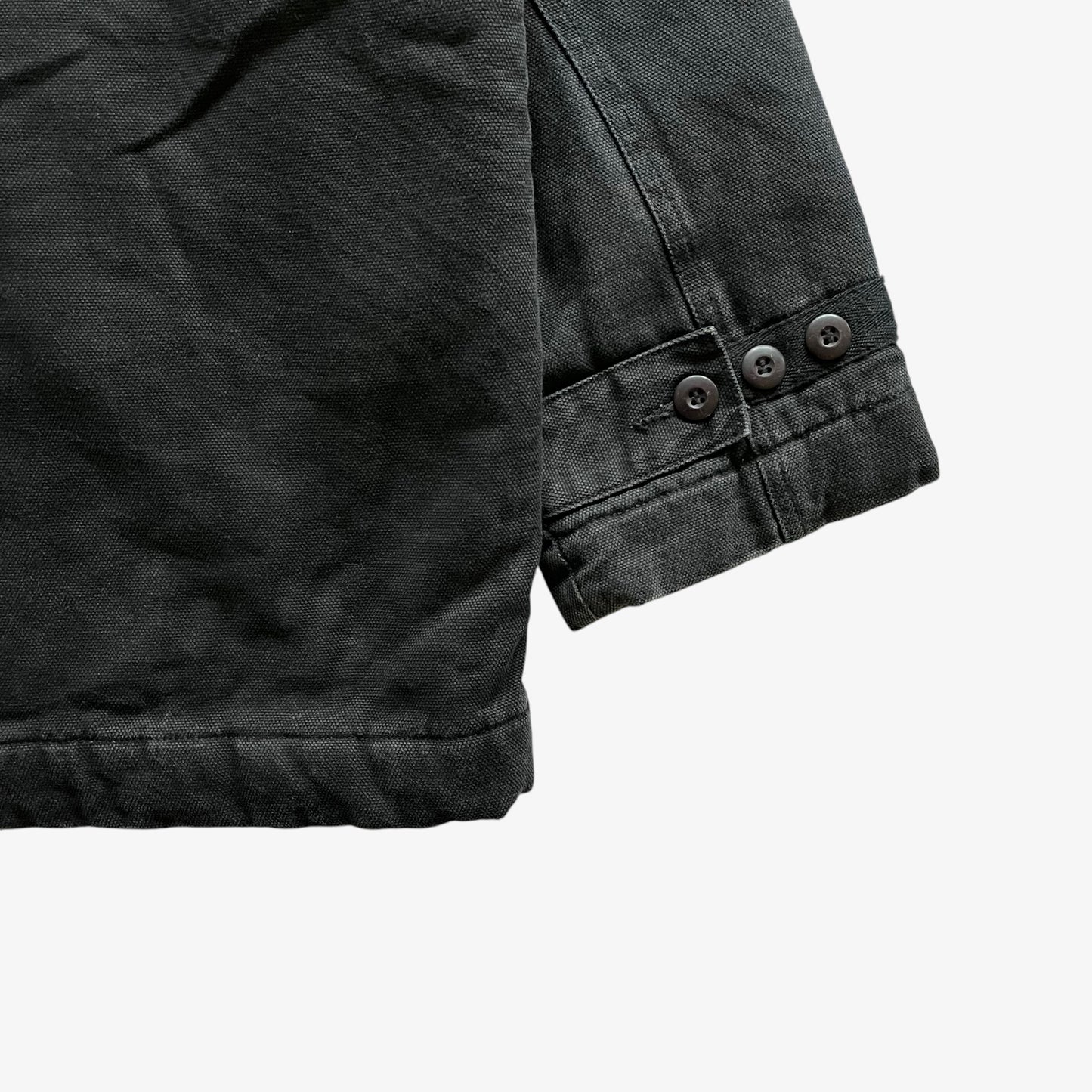 Vintage Y2K Mens Caterpillar CAT Black Hooded Workwear Jacket Hem - Casspios Dream