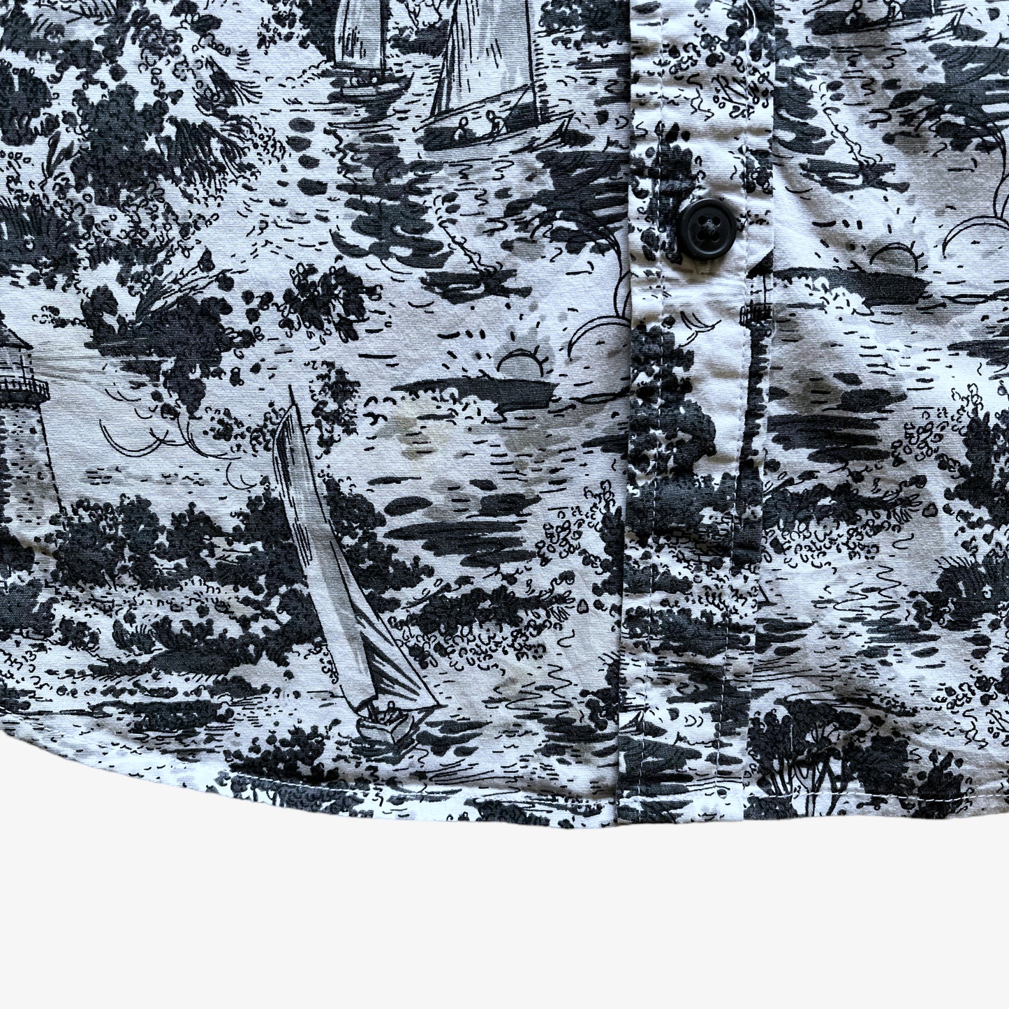 Vintage Y2K Mens Columbia Lighthouse And Boat Print Short Sleeve Shirt Wear - Casspios Dream