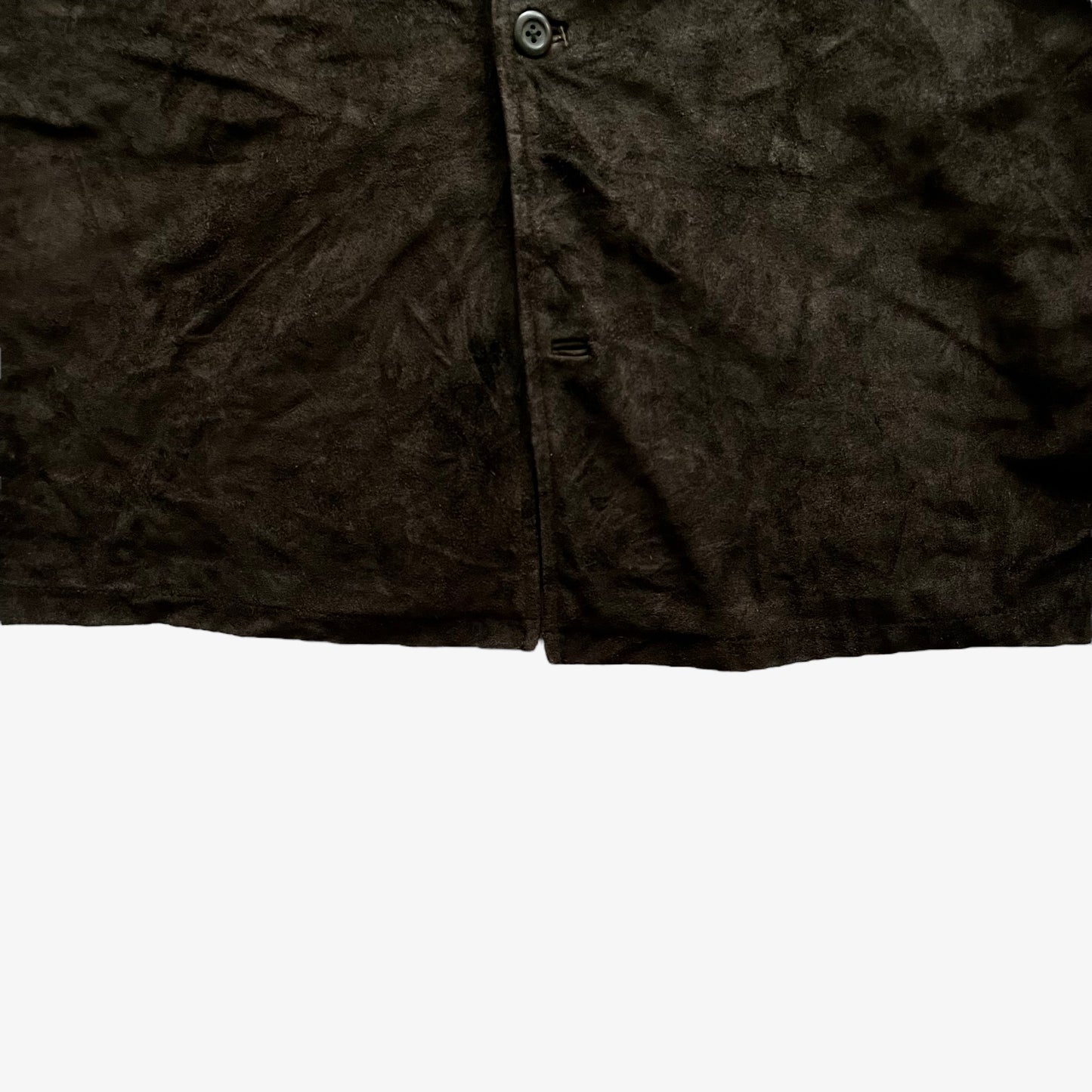 Vintage Y2K Mens GAP Dark Brown Leather Jacket Shacket Shirt Hem - Casspios Dream