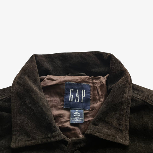 Vintage Y2K Mens GAP Dark Brown Leather Jacket Shacket Shirt Label - Casspios Dream