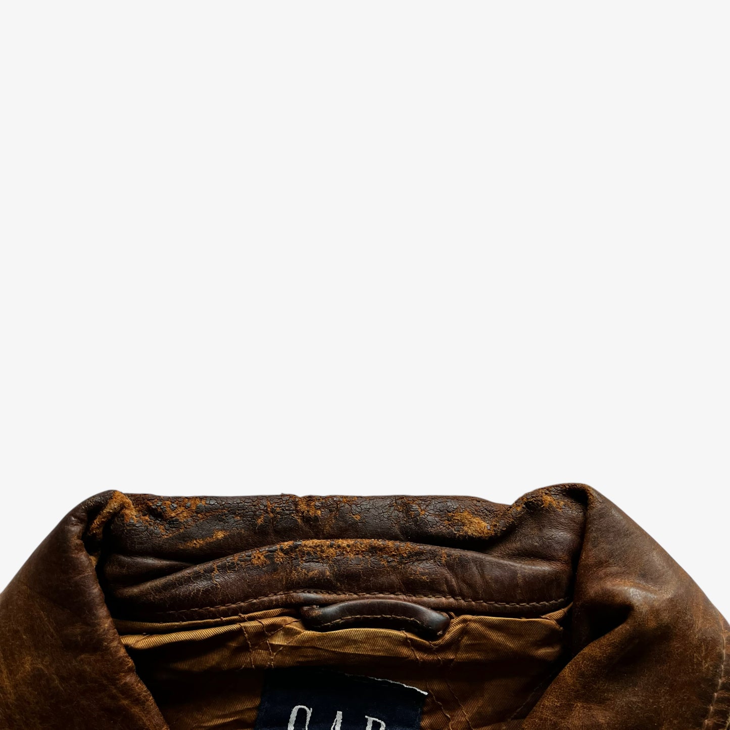 Vintage Y2K Mens GAP Light Brown Leather Jacket Collar - Casspios Dream