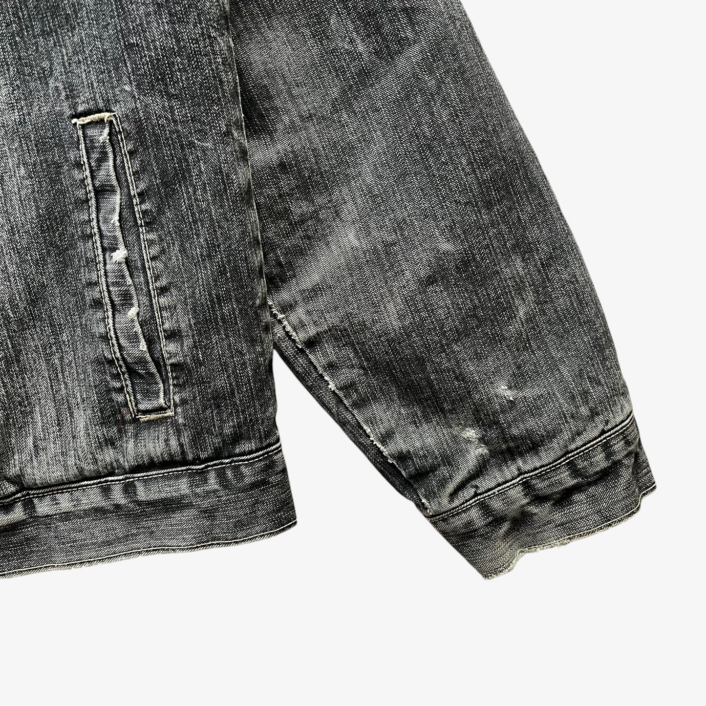 Vintage Y2K Mens Geox GX Grey Denim Jacket With Sherpa Lining Cuff - Casspios Dream