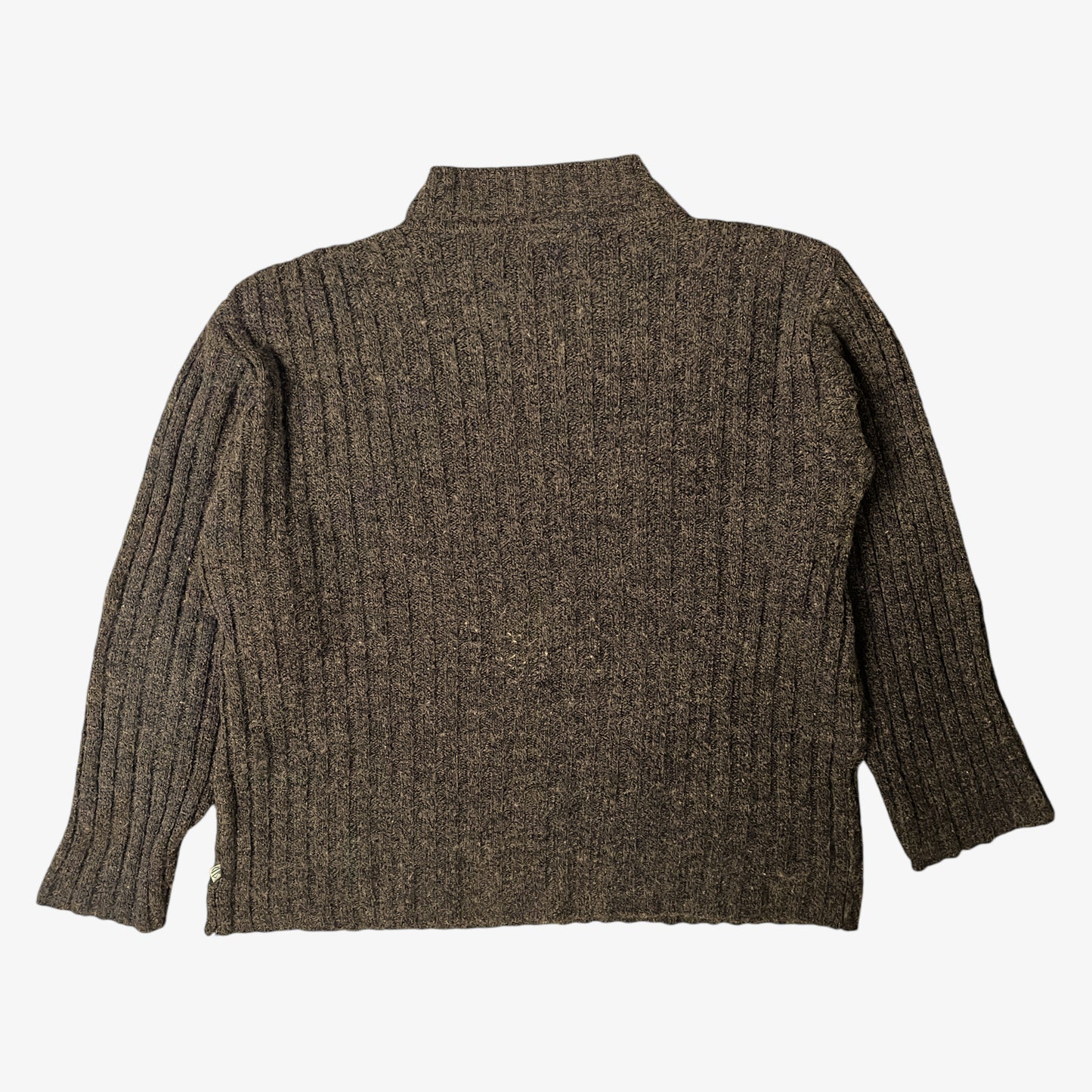 Vintage Y2K Mens Harley Davidson Brown Ribbed Wool Jumper Back - Casspios Dream