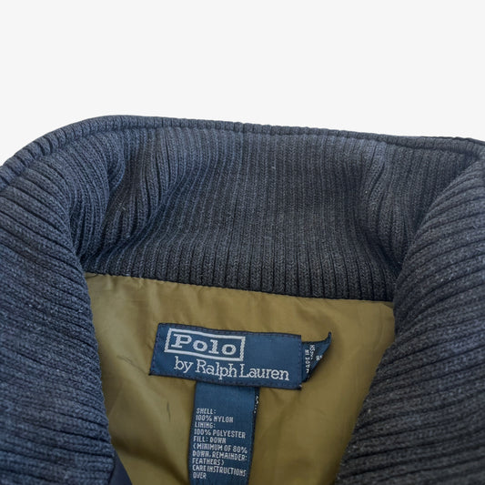 Vintage Y2K Mens Polo Ralph Lauren Goose Down Black Padded Jacket Back - Casspios Dream