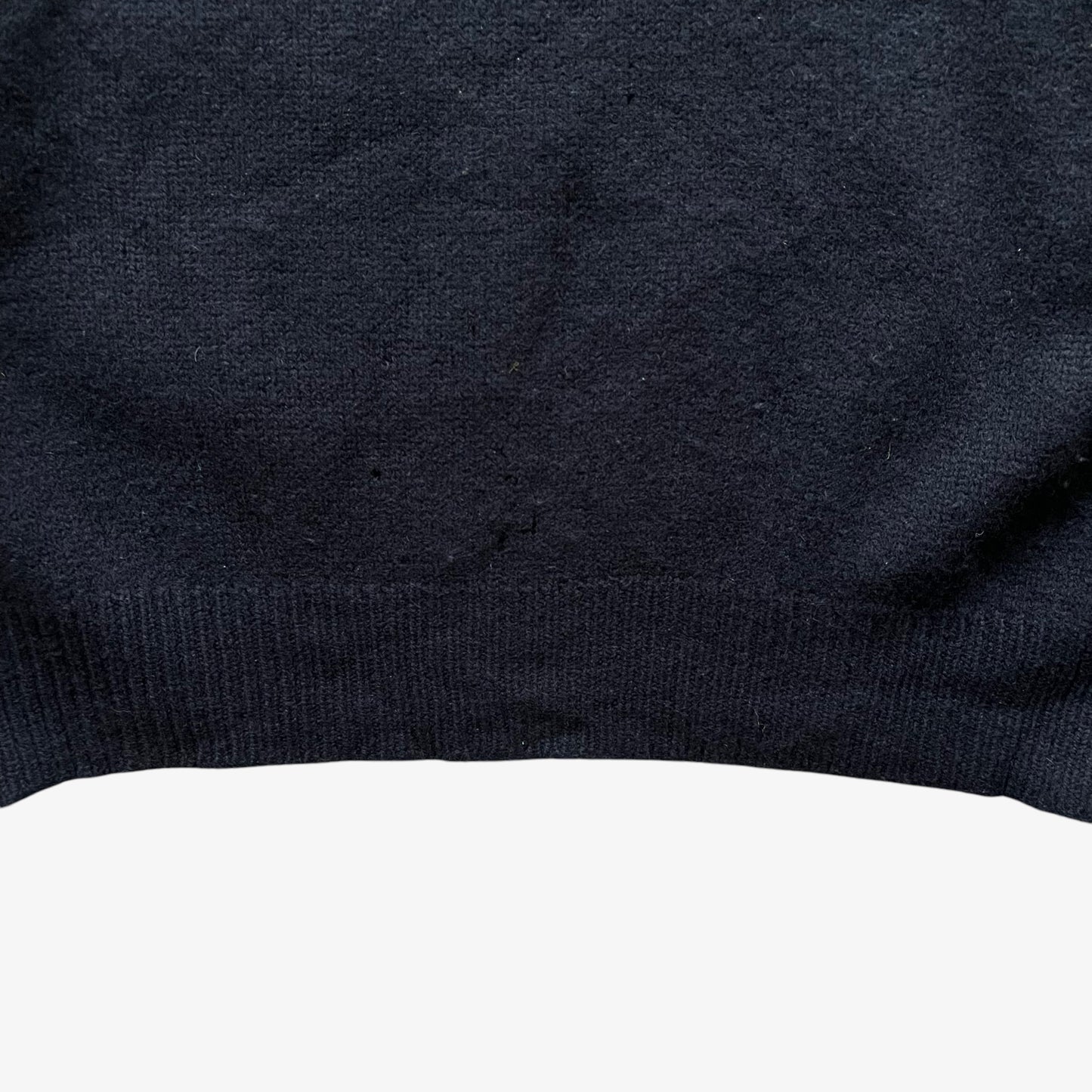 Vintage Y2K Mens Polo Ralph Lauren Navy Lambs Wool Quarter Zip Fleece Hem - Casspios Dream