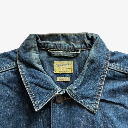 Vintage Y2K Mens Wrangler Blue Denim Jacket Label - Casspios Dream