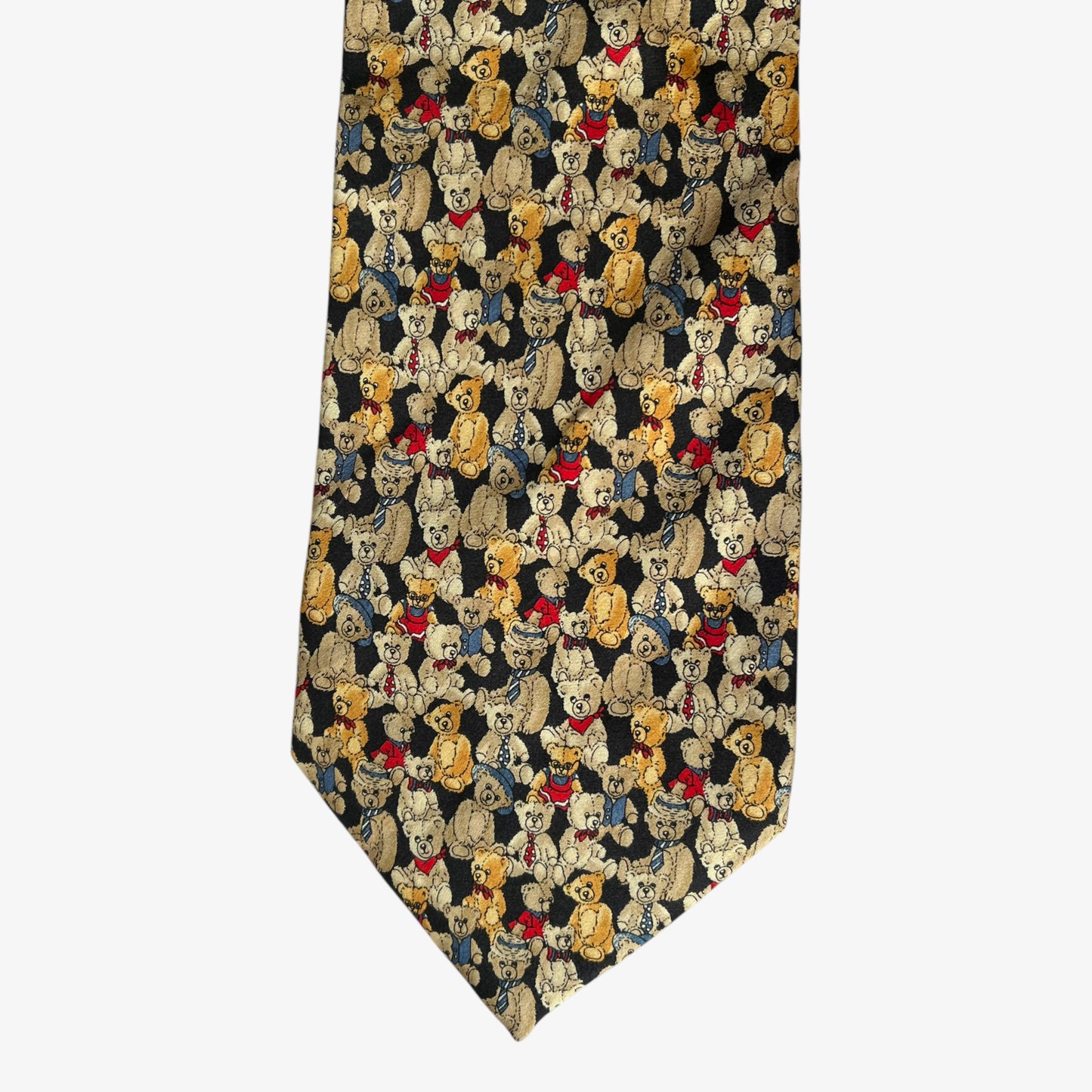 Vintage Y2K Museum Artifacts 100 Year Anniversary Of The Teddy Bear Geometric Print Silk Tie Novelty - Casspios Dream