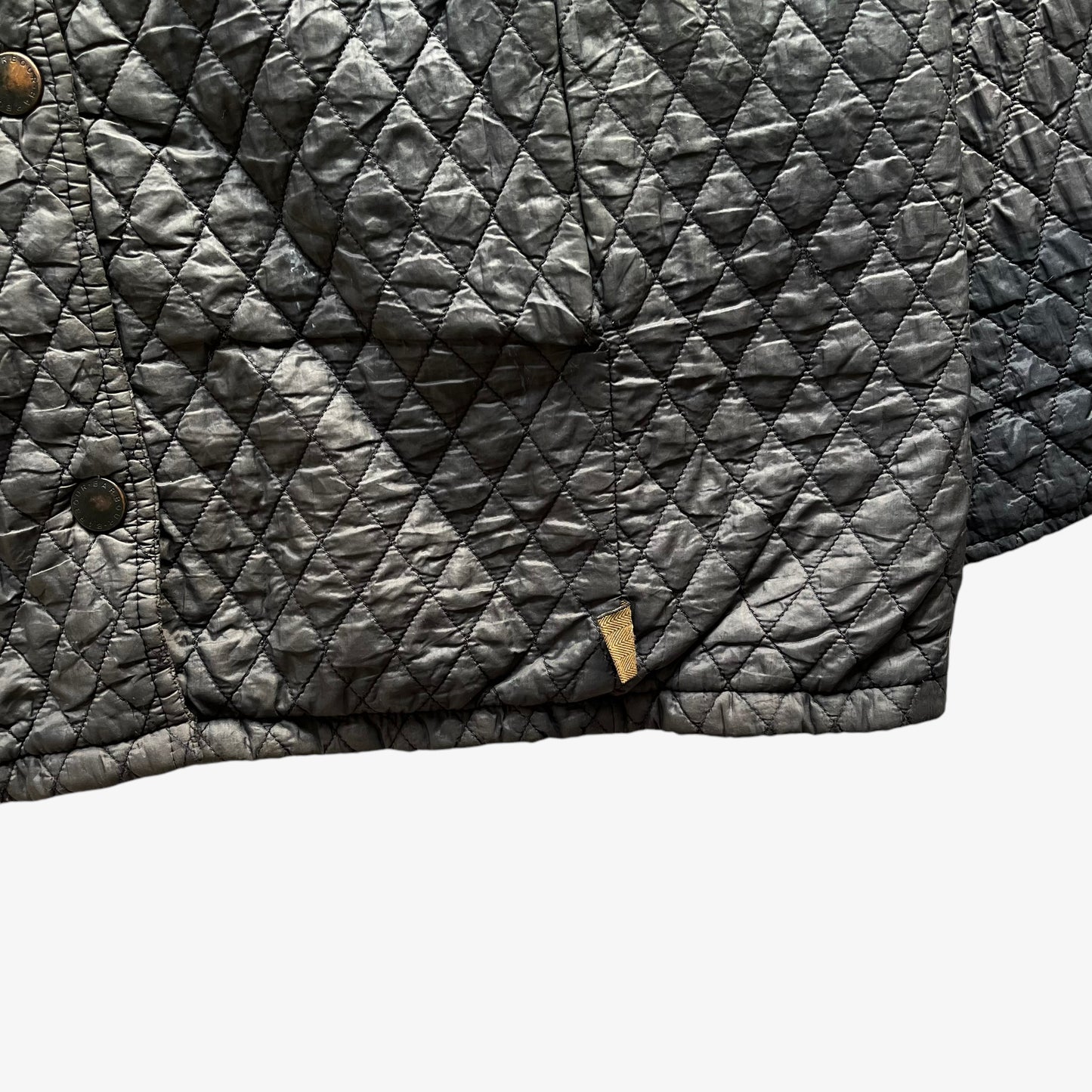 Vintage Y2K Womens Barbour Faded Grey Quilted Jacket Hem - Casspios Dream