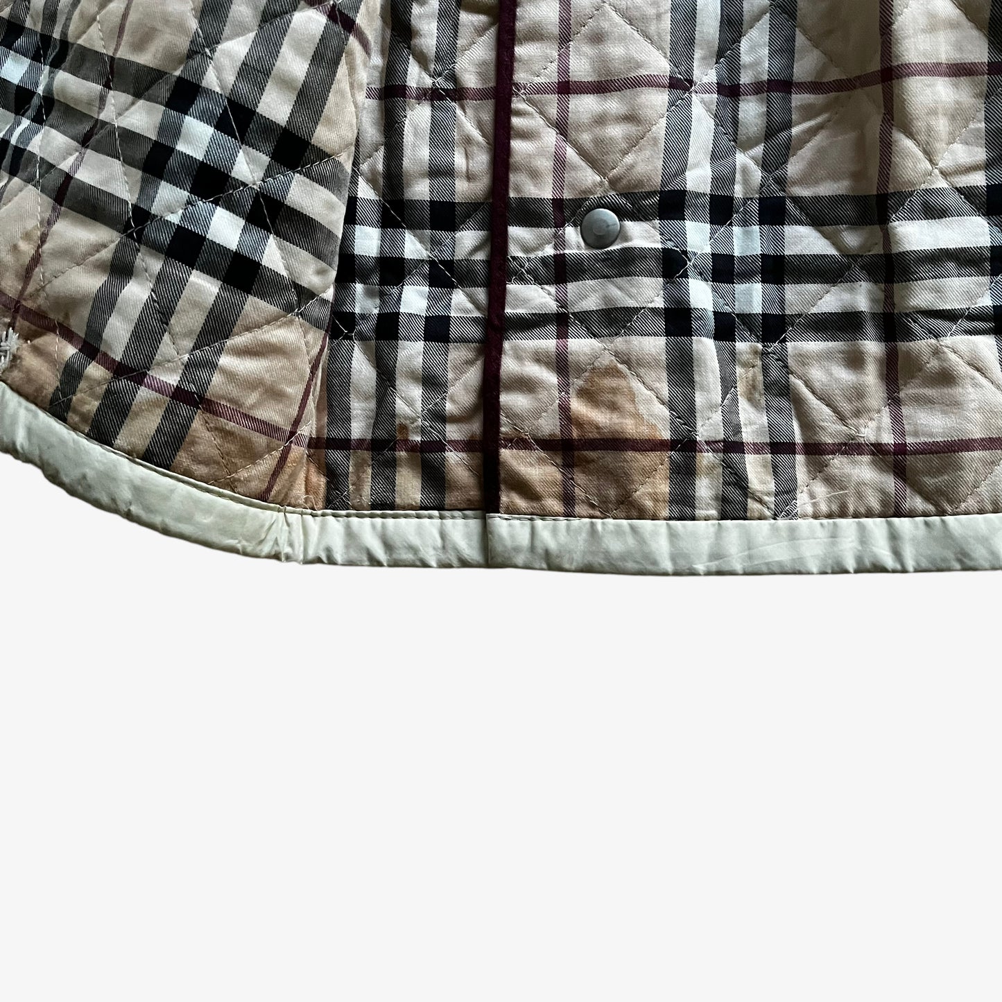 Vintage Y2K Womens Burberry Cream Quilted Jacket Inside - Casspios Dream