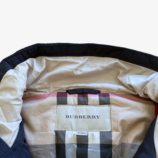 Vintage Y2K Womens Burberry Navy Utility Jacket With Nova Check Lining Label - Casspios Dream