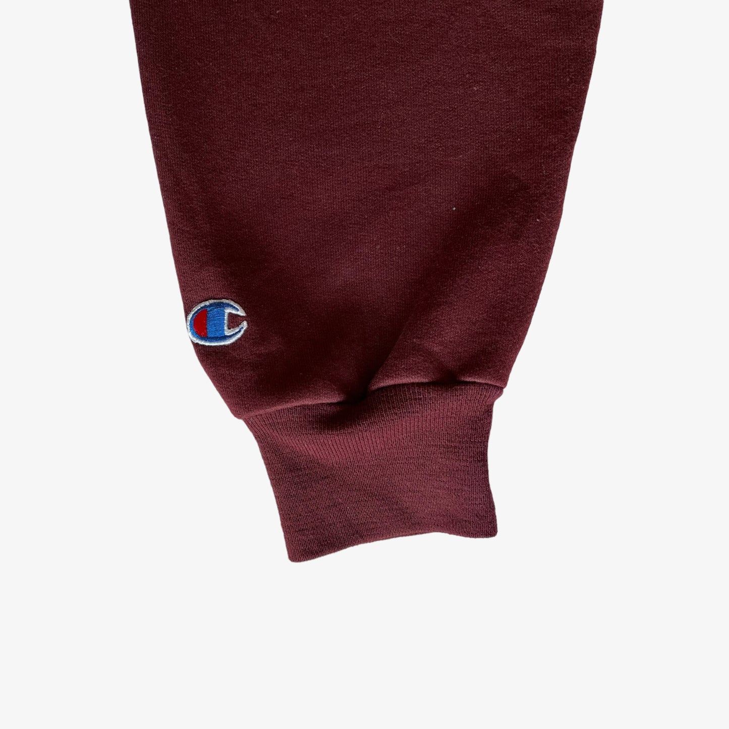 Vintage Y2K Womens Champion Embroidered Virginia Beach Spell Out Burgundy Hoodie Cuff - Casspios Dream