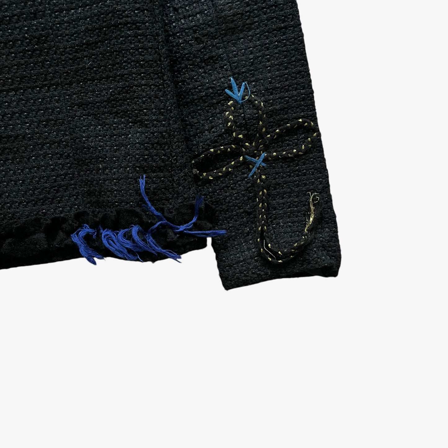 Vintage Y2K Womens Desigual Black Knitted Jacket With Embroidered Back Spell Out Cuff - Casspios Dream