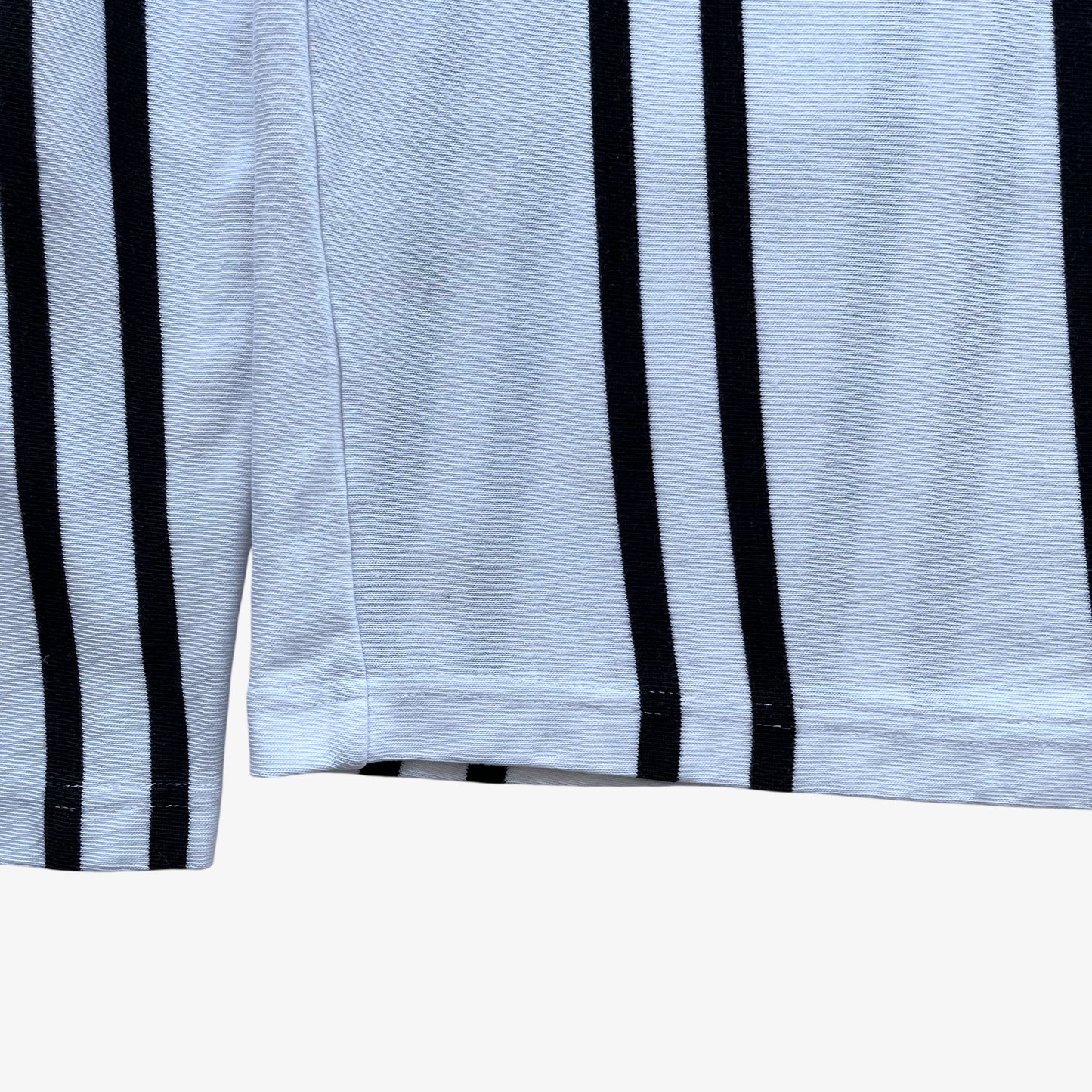 Vintage Y2K Womens Karl Lagerfeld Pinstripe White Rugby Shirt Hem - Casspios Dream