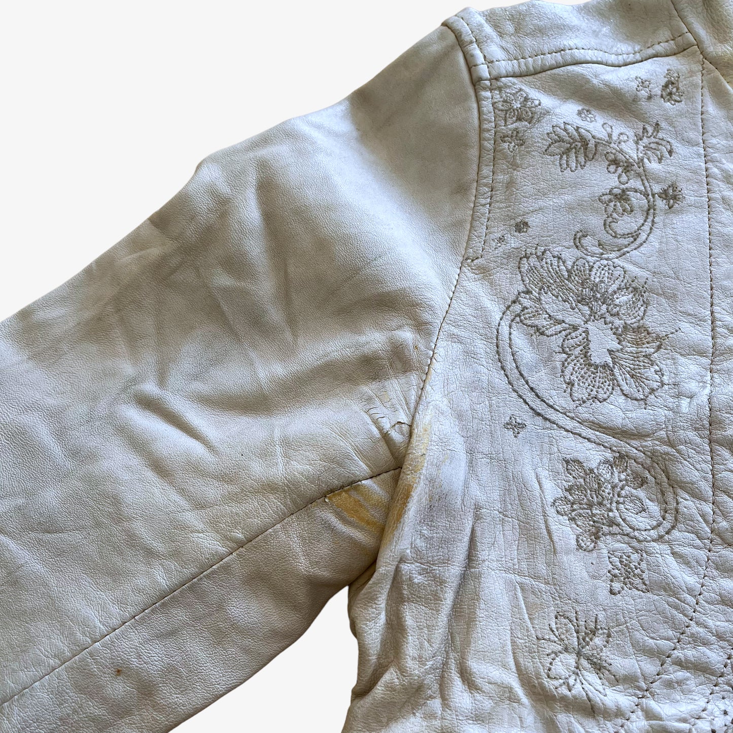 Vintage Y2K Womens Kenzo White Leather Jacket Mark - Casspios Dream