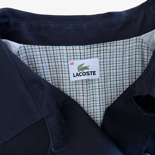 Vintage Y2K Womens Lacoste Navy Trench Coat With Original Belt Label - Casspios Dream