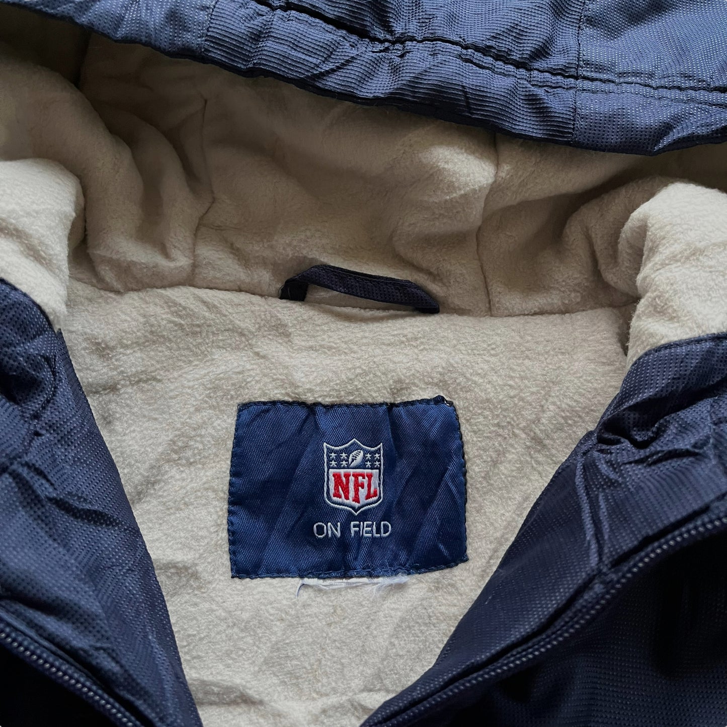 Vintage Y2K Womens NFL On Field New England Patriots Jacket With Back Spell Out Label - Casspios Dream