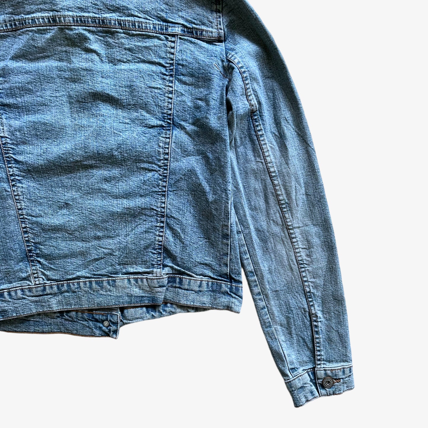 Vintage Y2K Womens Naf Naf Light Blue Denim Jacket Hem - Casspios Dream