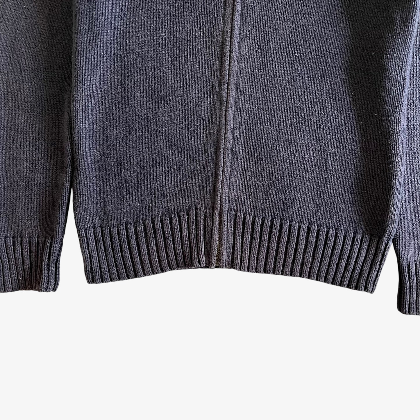 Vintage Y2K Womens Ralph Lauren Faded Navy Knitted Jacket Hem - Casspios Dream