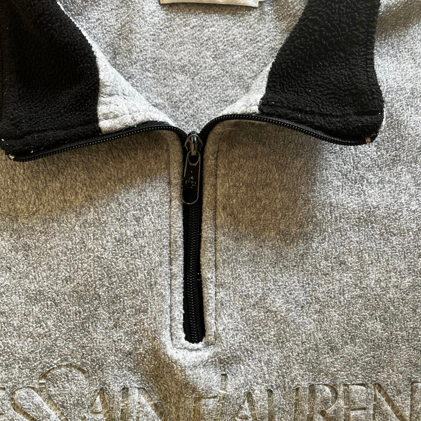 Vintage 1990s Yves Saint Laurent YSL Grey Quarter Zip Fleece Zip - Casspios Dream