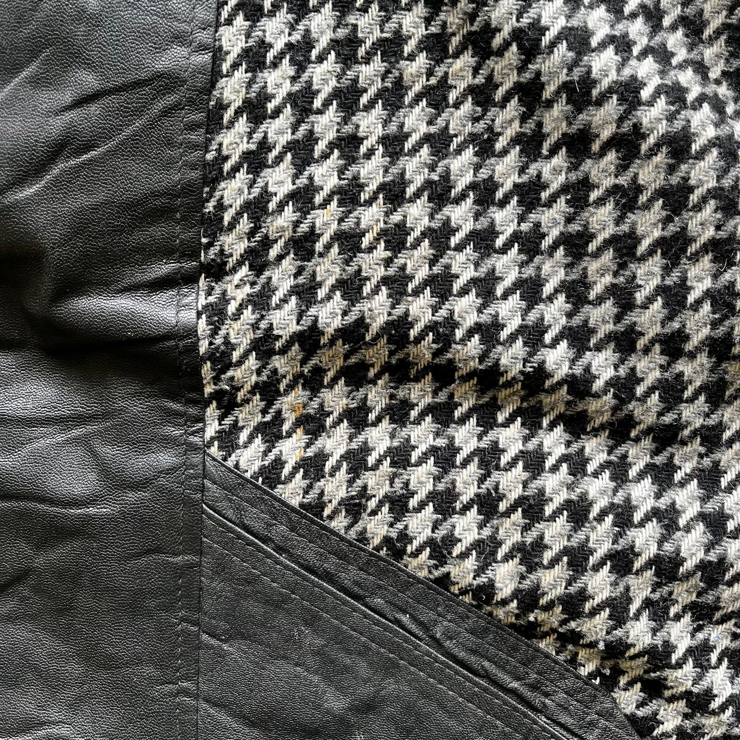 Bellucci Black & White Dogtooth Leather Blend Biker Jacket Wear - Casspios Dream