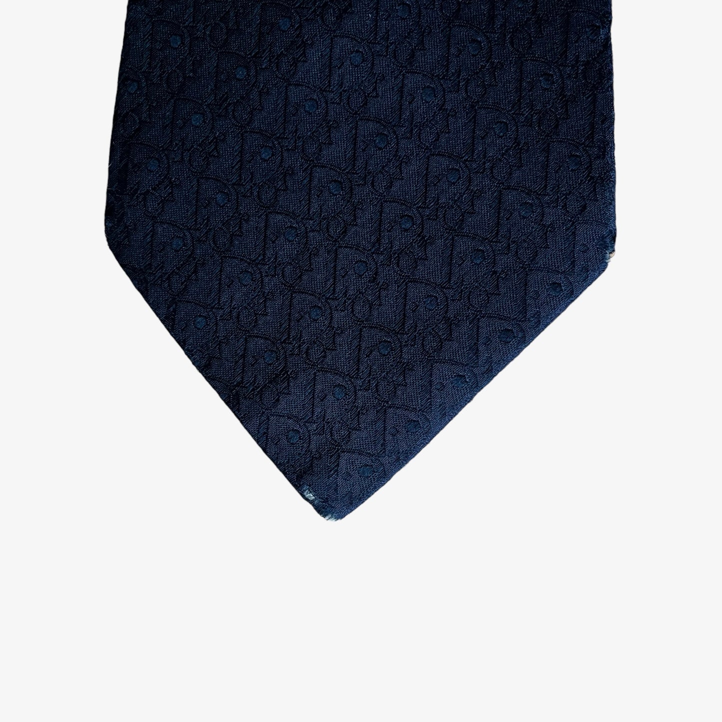 Vintage 80s Christian Dior Embossed Spell Out Silk Tie Tip - Casspios Dream