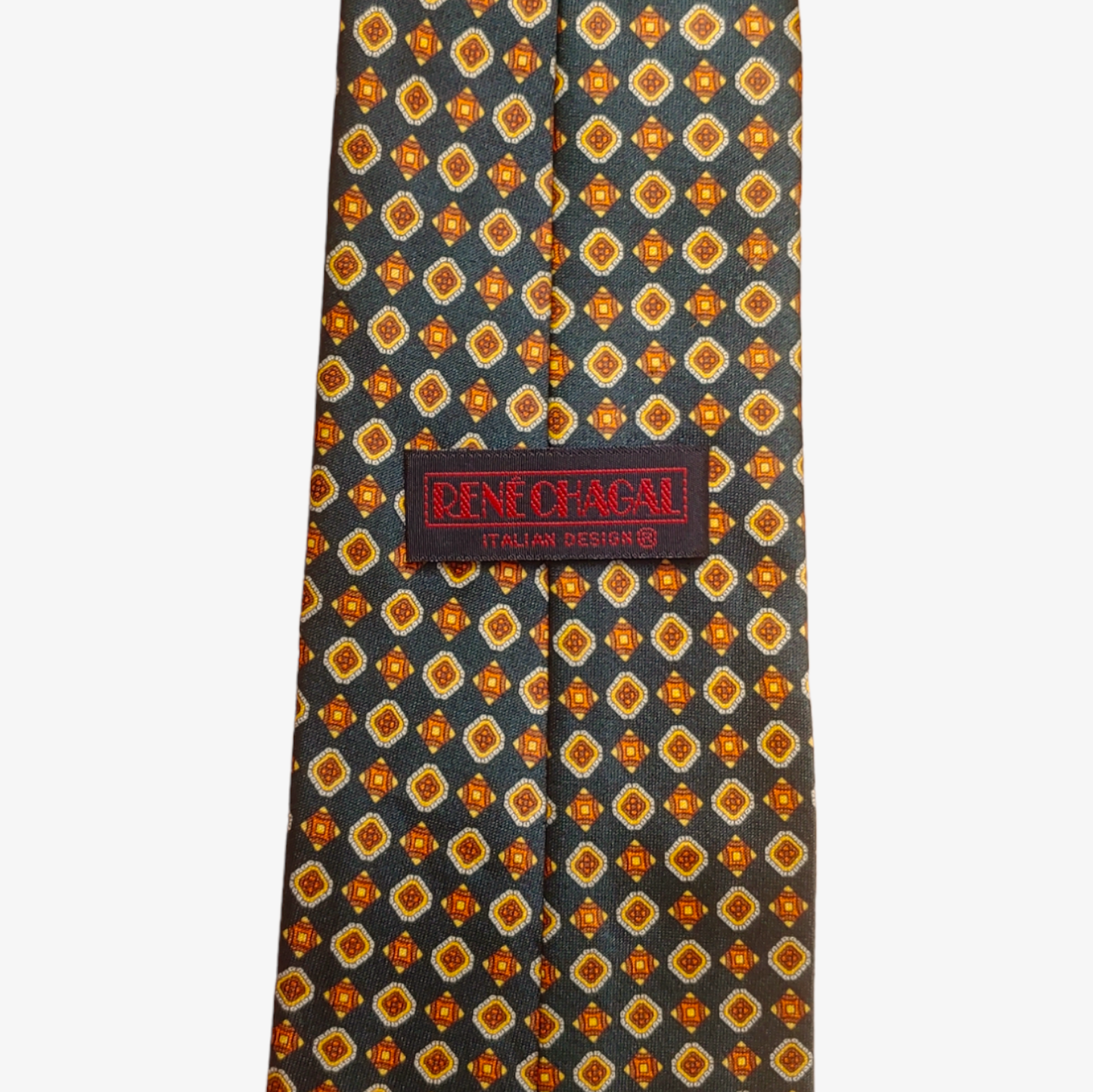 Vintage 80s Rene Chagal Abstract Geometric Silk Tie Label - Casspios Dream