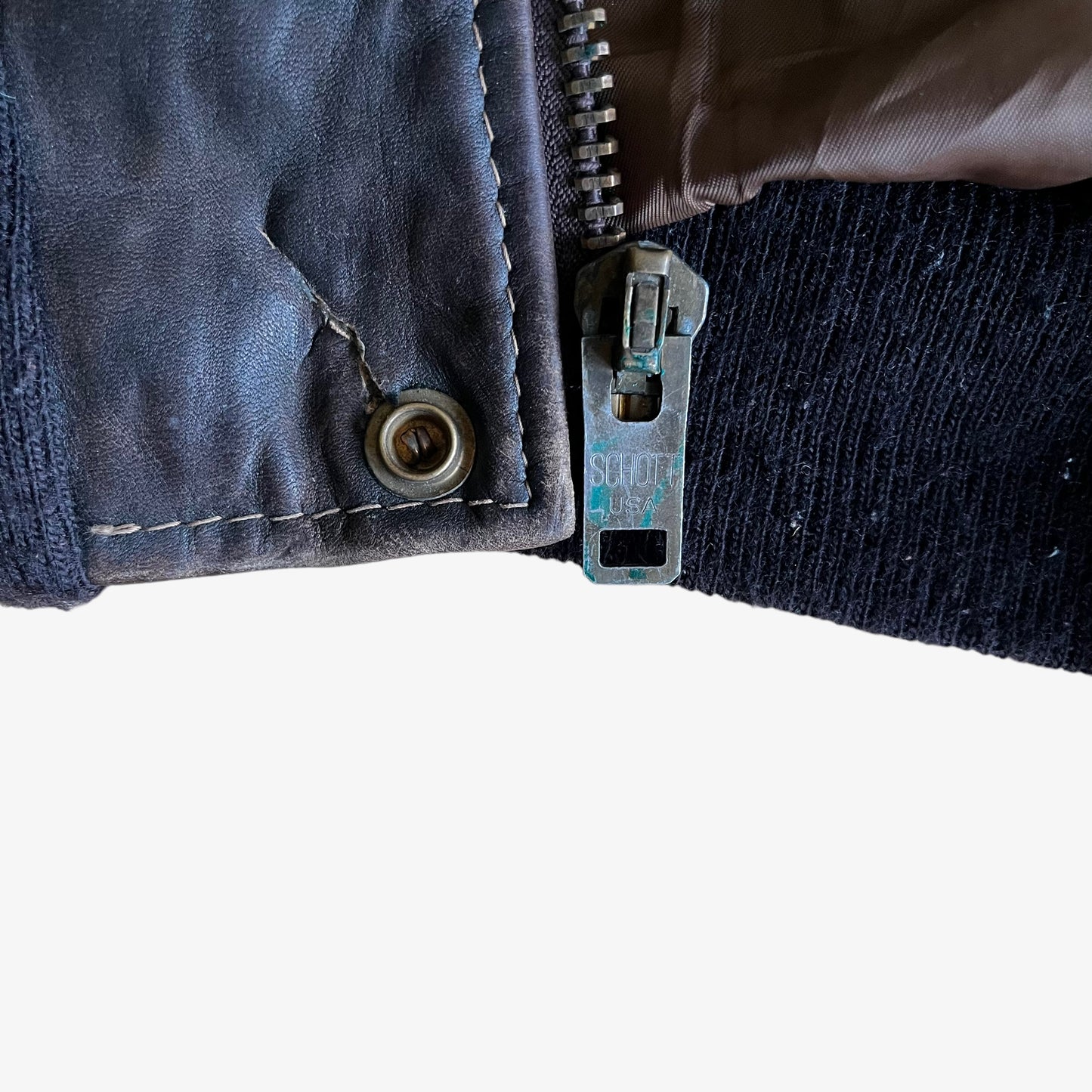 Vintage 80s Schott Dark Brown Leather Pilot Jacket Zip - Casspios Dream