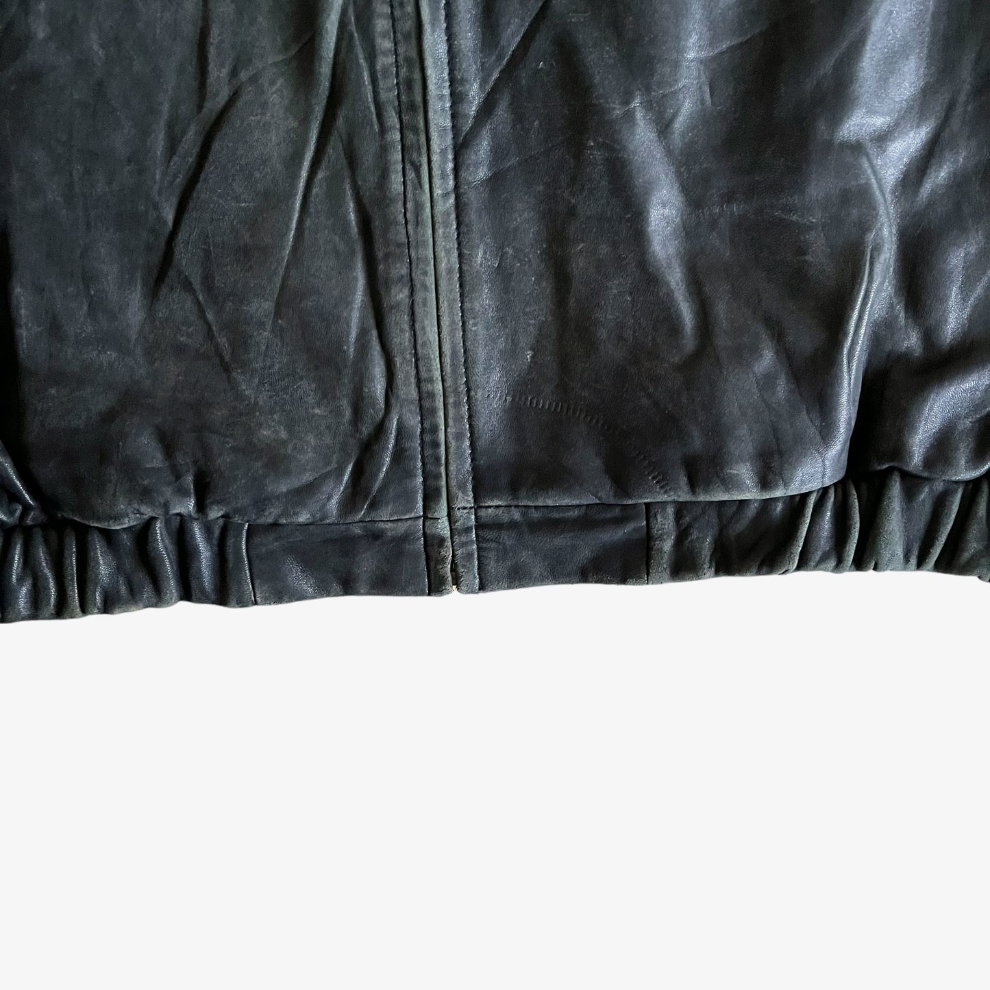Vintage 90s Chaps Black Leather Driving Jacket Hem - Casspios Dream