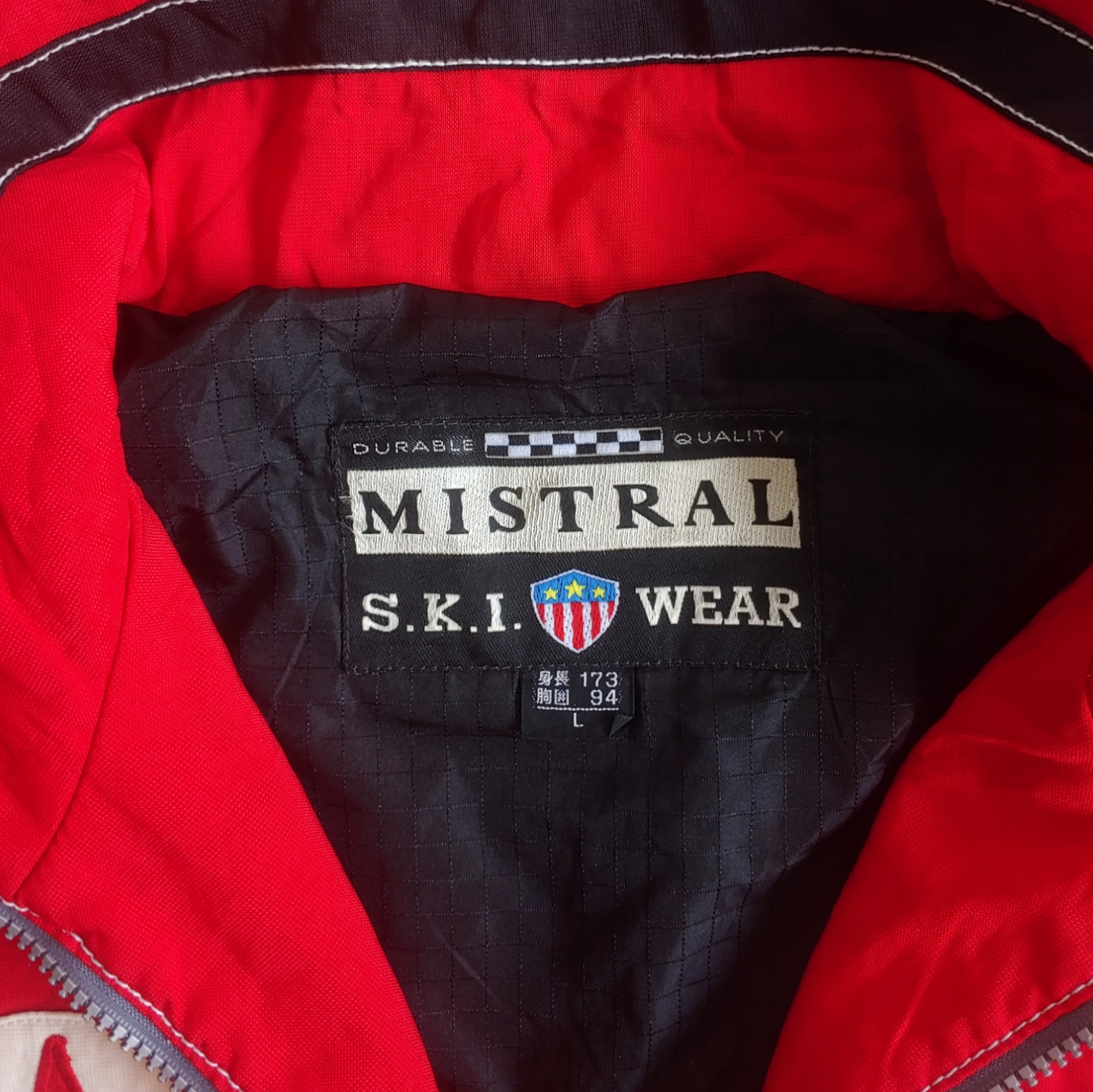 Vintage 90s Mistral Volvo Ski Team Red Jacket Label - Casspios Dream