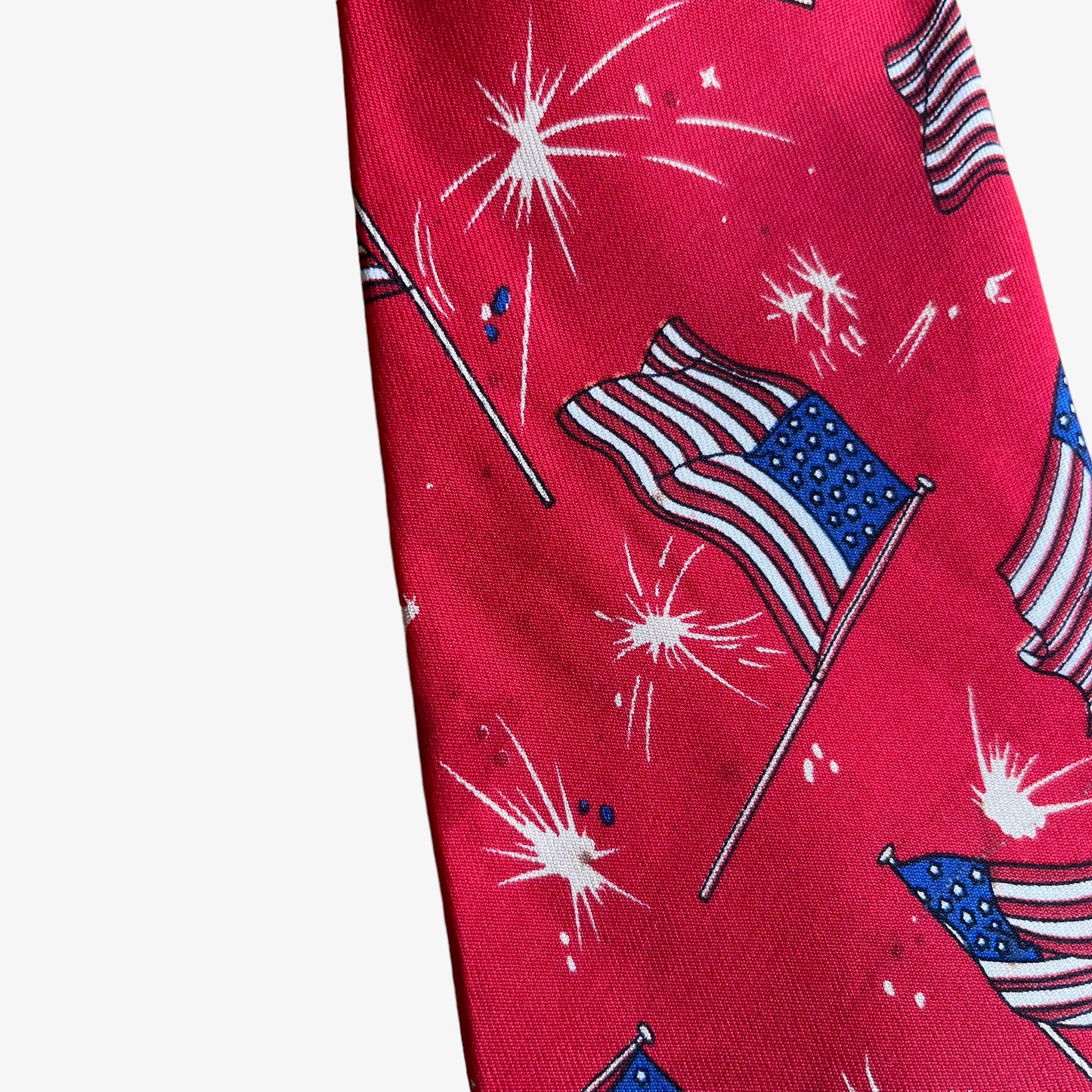 Vintage 90s Polo Ralph Lauren USA American Flag Print Silk Tie Mark - Casspios Dream