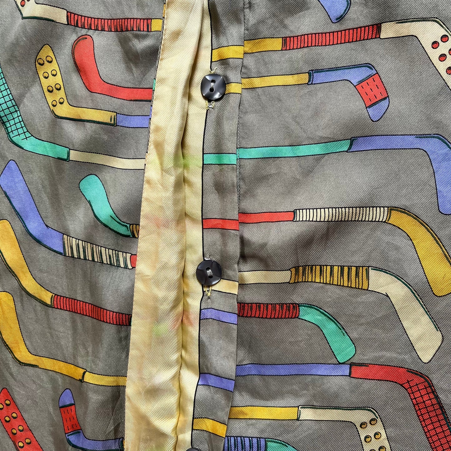 Vintage 90s Versace Sport Golf Print Long Sleeve Silk Shirt Buttons - Casspios Dream