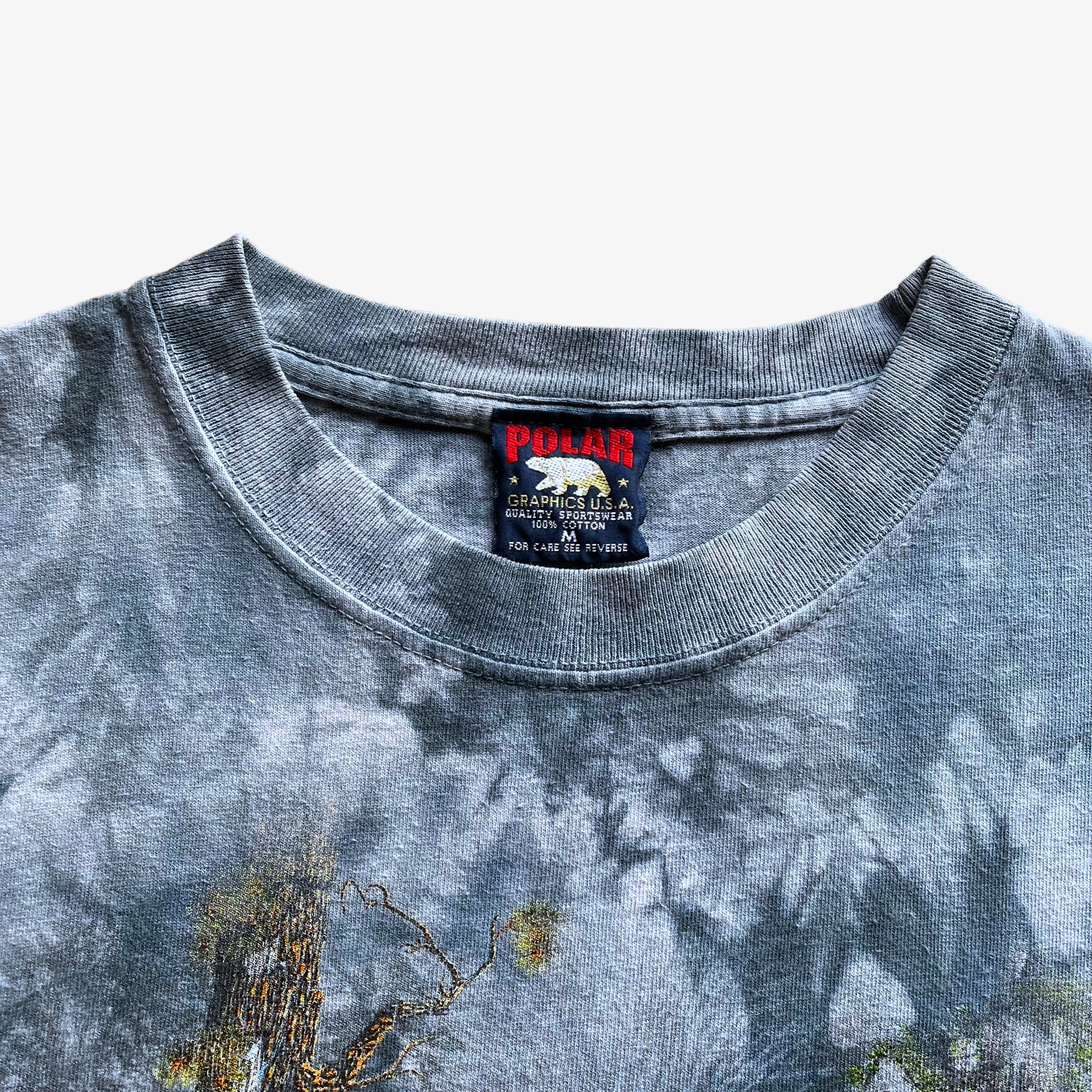 Vintage 90s Yosemite National Park Bear Blue Tie Dye Top Label - Casspios Dream