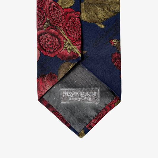 Vintage 90s Yves Saint Laurent YSL Floral Silk Tie Back - Casspios Dream