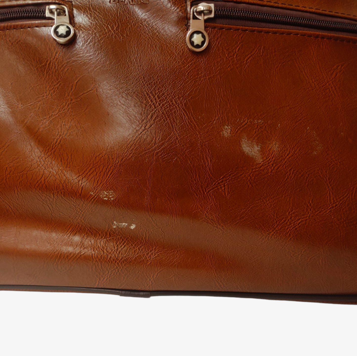 Vintage Mont Blanc Brown Leather Over Night Duffle Bag Suitcase Mark - Casspios Dream