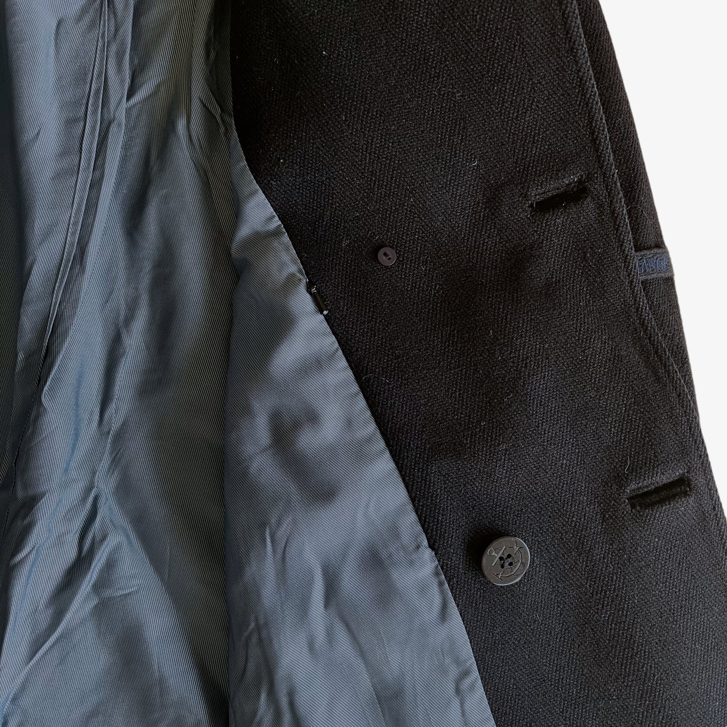 Vintage Y2K Armani Exchange Double Breasted Pea Coat Inside Pocket - Casspios Dream