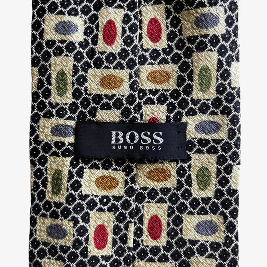 Vintage Y2K Hugo Boss Abstract Geometric Silk Tie Label - Casspios Dream
