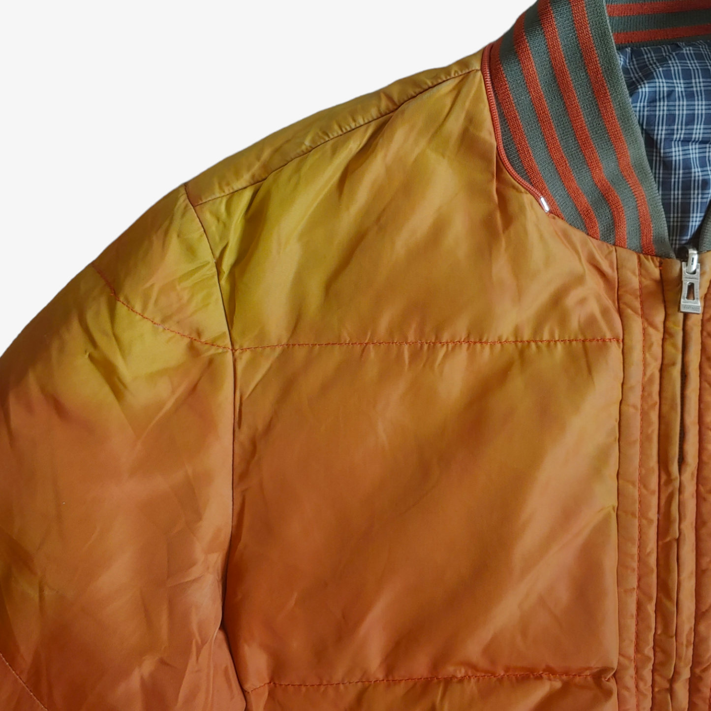 Vintage Y2K Hugo Boss Reversible Goose Down Bomber Jacket Orange Fading - Casspios Dream