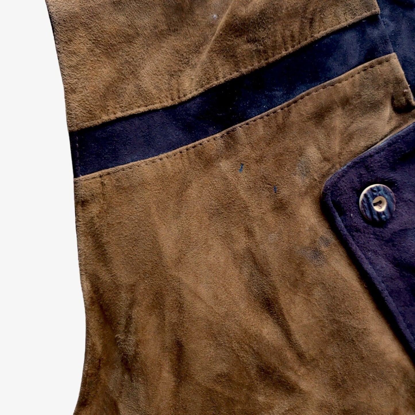 Vintage 1986 Trento Tree Chopper Leather Waistcoat Hippie Trucker Suede Jacket Mark - Casspios Dream