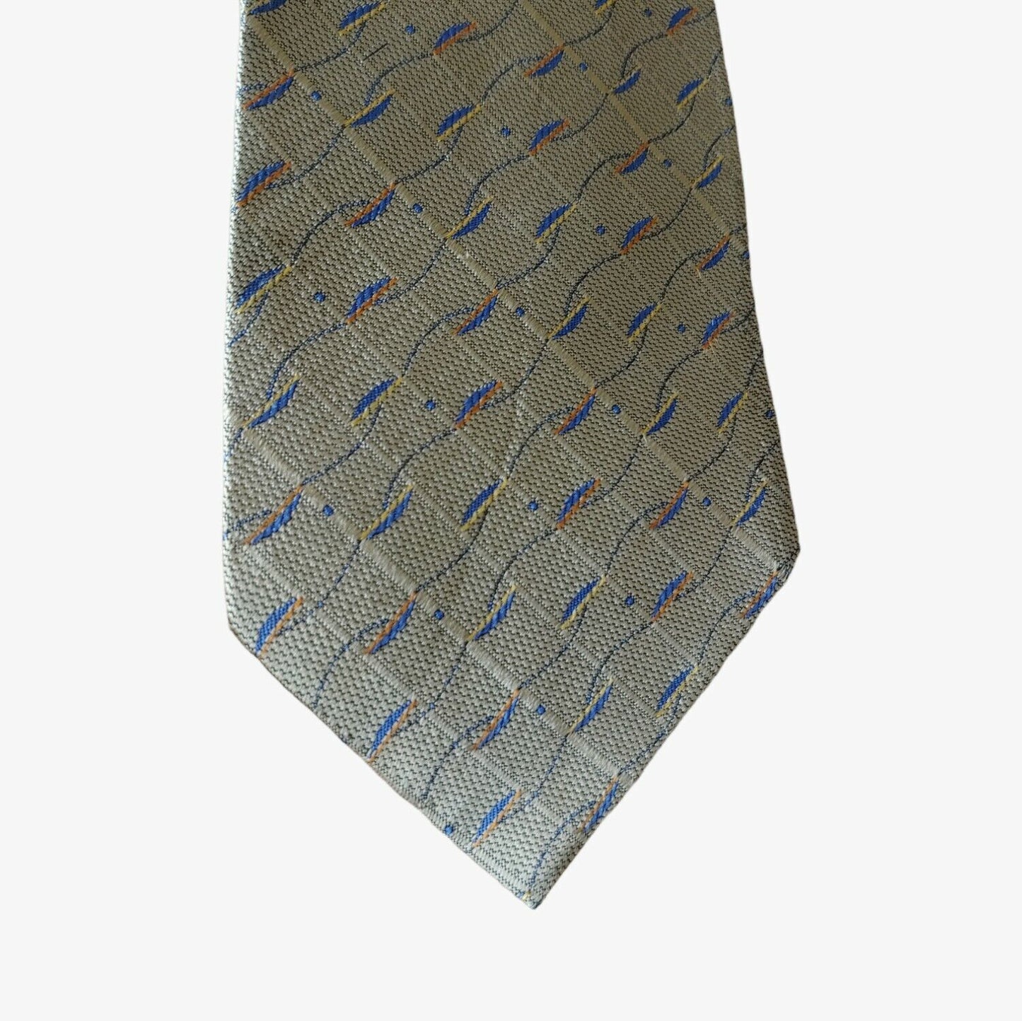 Vintage 1990s YSL Abstract Geometric Monogram Yellow Gold Mandai Tie Logo - Casspios Dream
