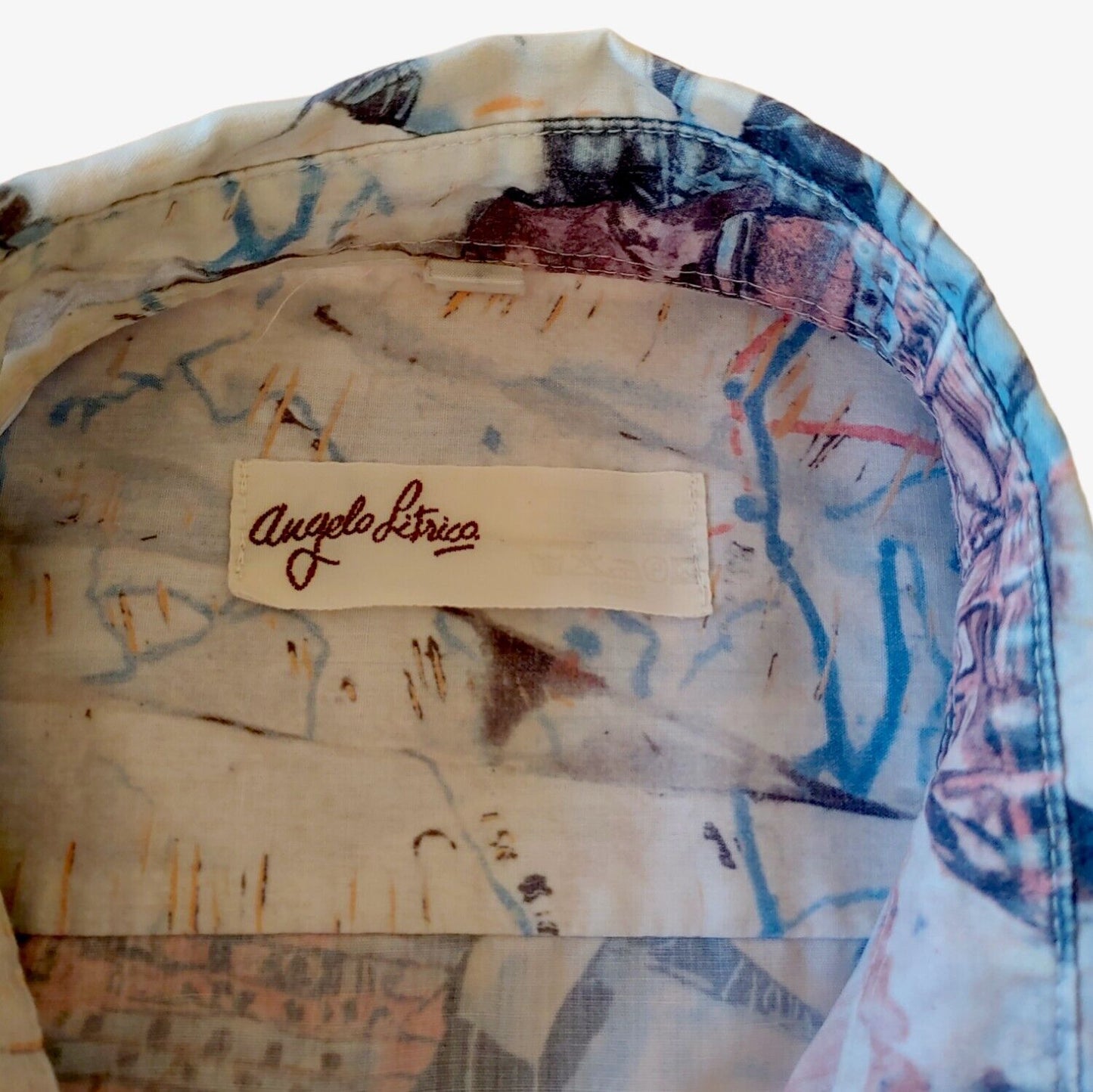 Vintage 90s Angelo Litrico All Over Print Scotland Long Sleeve Shirt Label - Casspios Dream