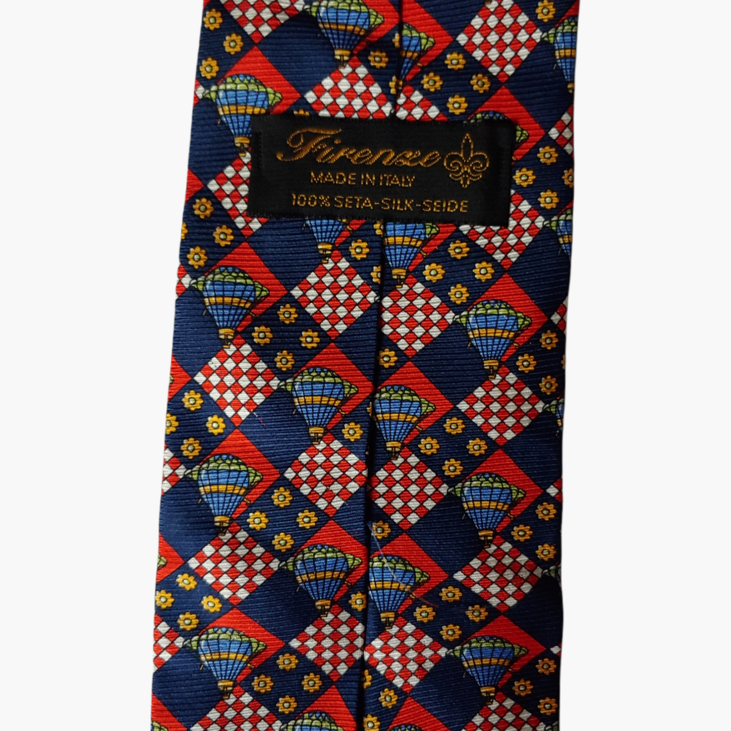 Vintage Firenze Hot Air Balloon Silk Tie Label - Casspios Dream
