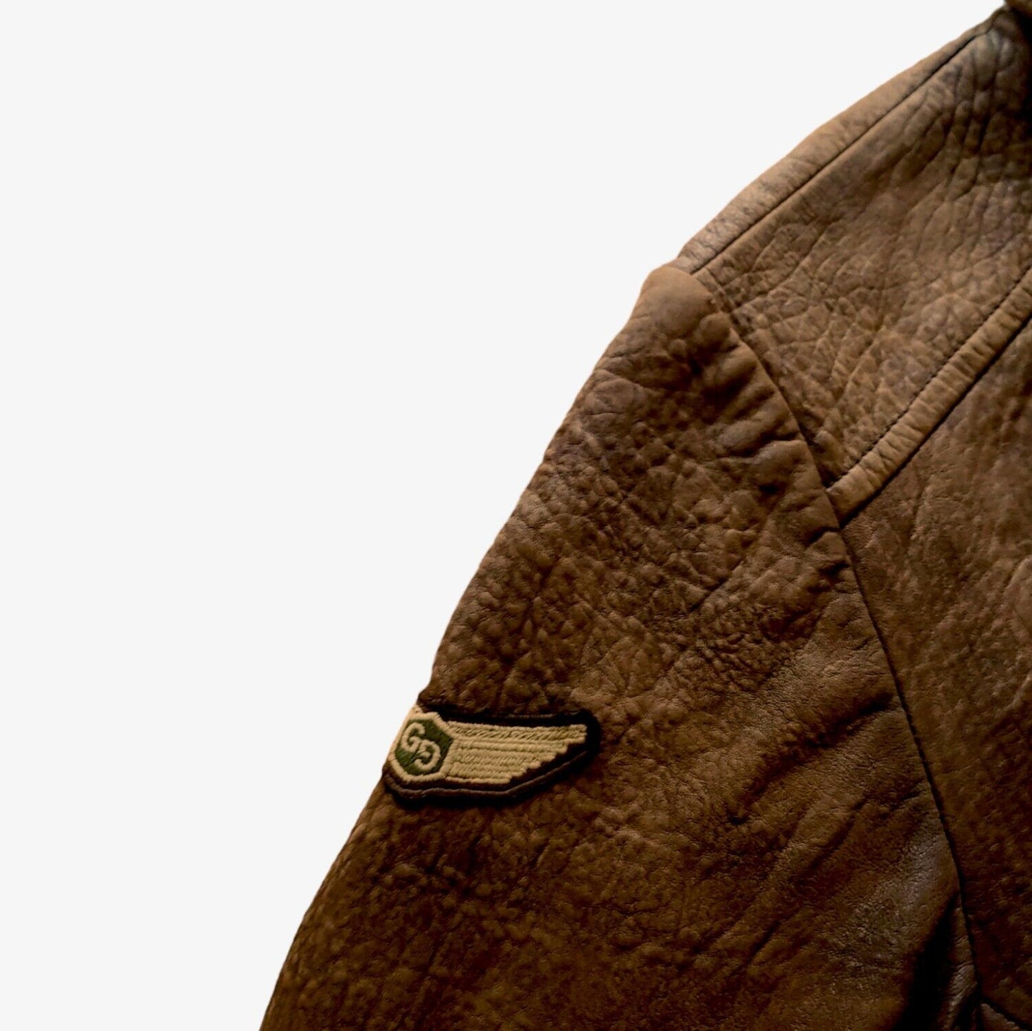 Vintage Gallotti 1965 Sport Brown Leather Pilot Jacket Flag - Casspios Dream