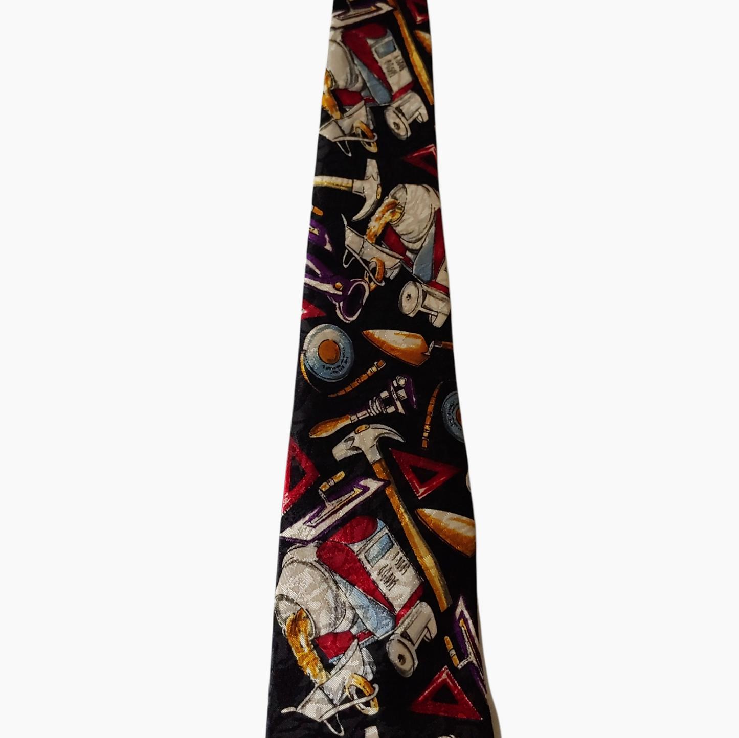 Vintage Gold City Construction Artwork Silk Tie Close Up - Casspios Dream