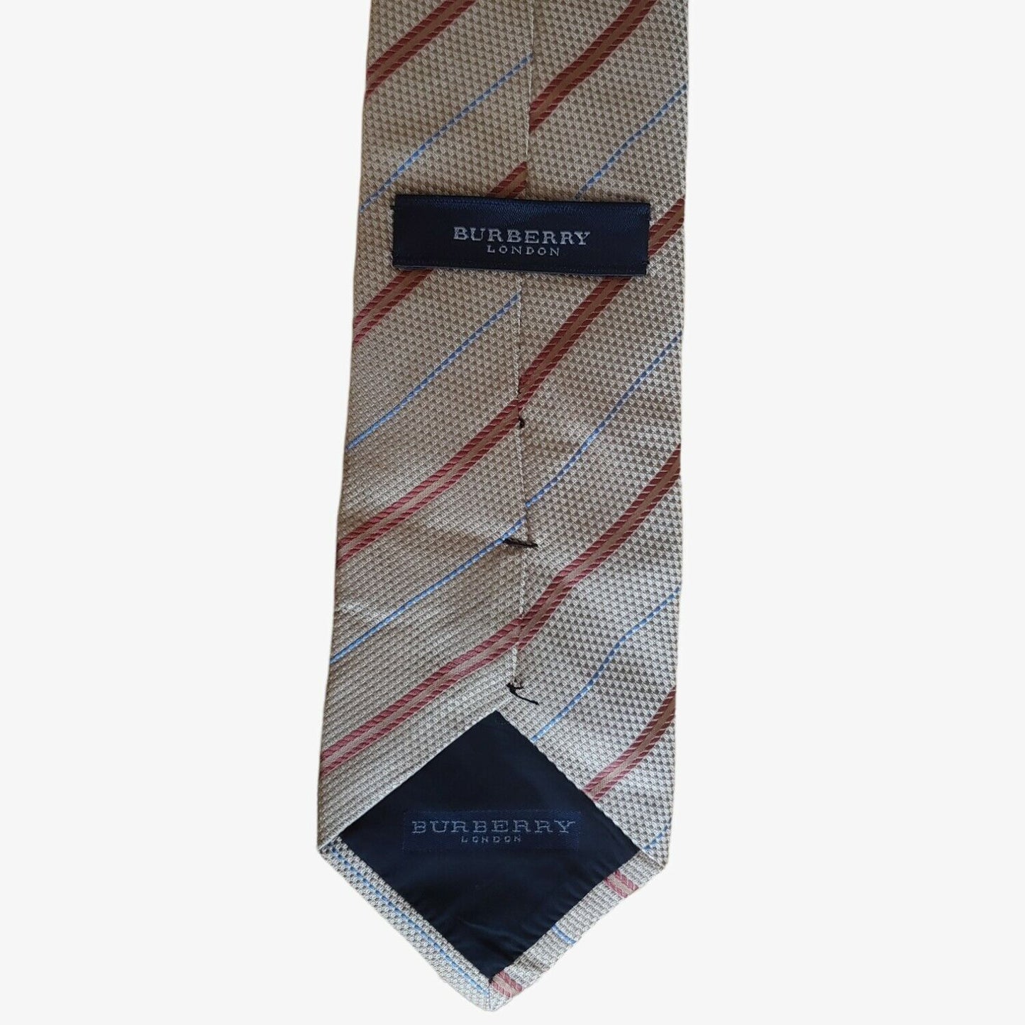 Vintage Y2K Burberry Nova Check Stripe Silk Tie Label - Casspios Dream