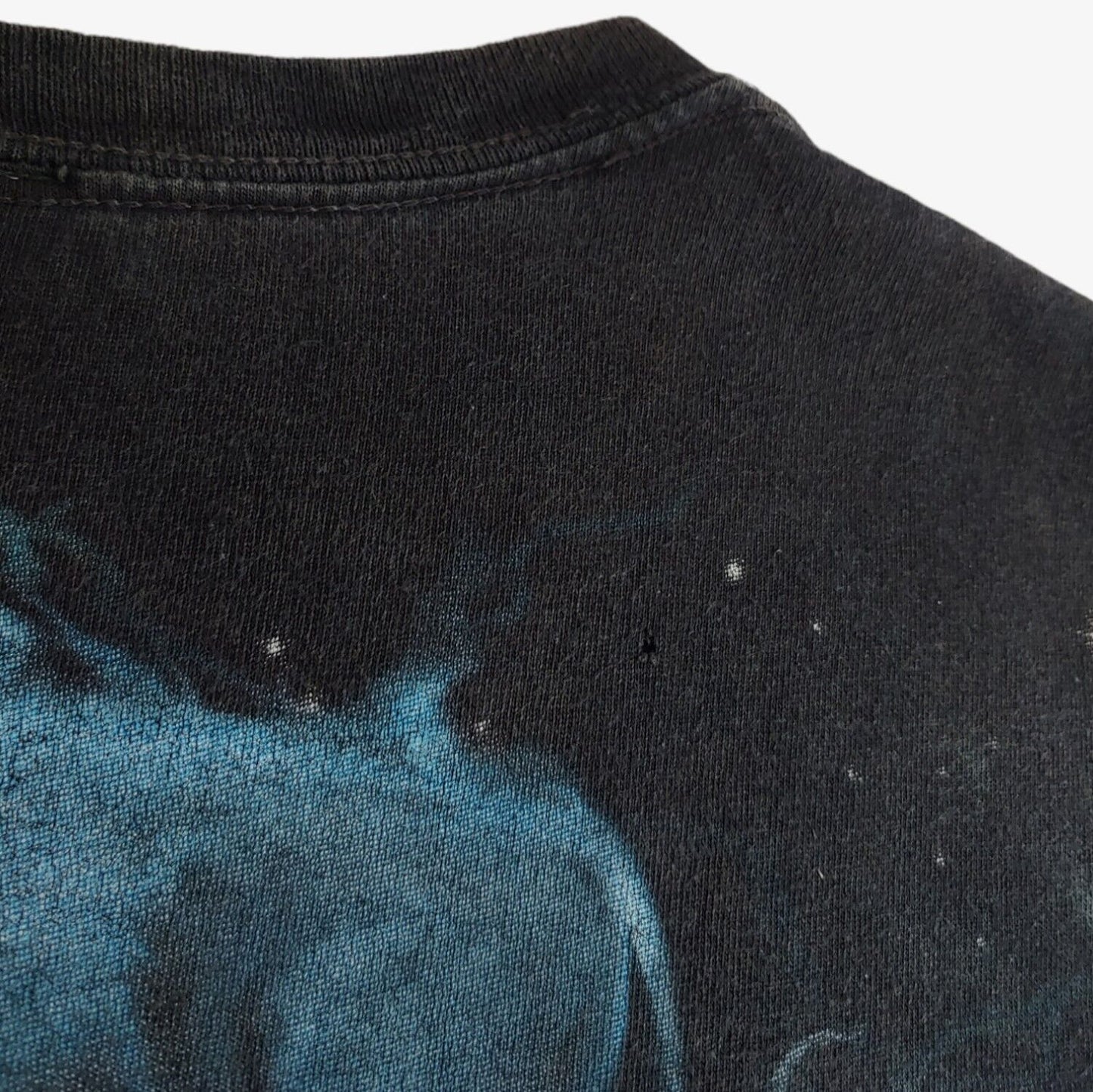 Vintage Y2K Liquid Blue 2003 Mystic Western Skull Chief Double Sided Tie Dye Top T-Shirt Hole - Casspios Dream