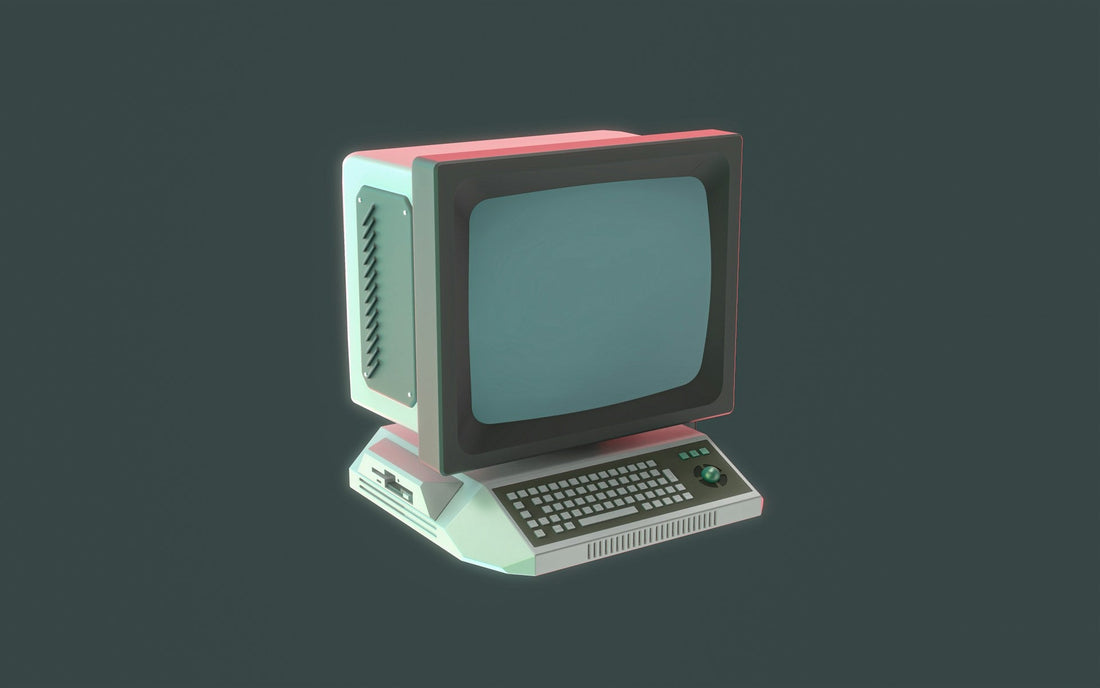 Close up of a animated retro computer.