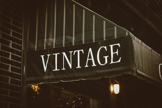 Close up of vintage store sign.