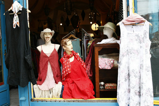 A mixture of vintage silk and cotton dresses.