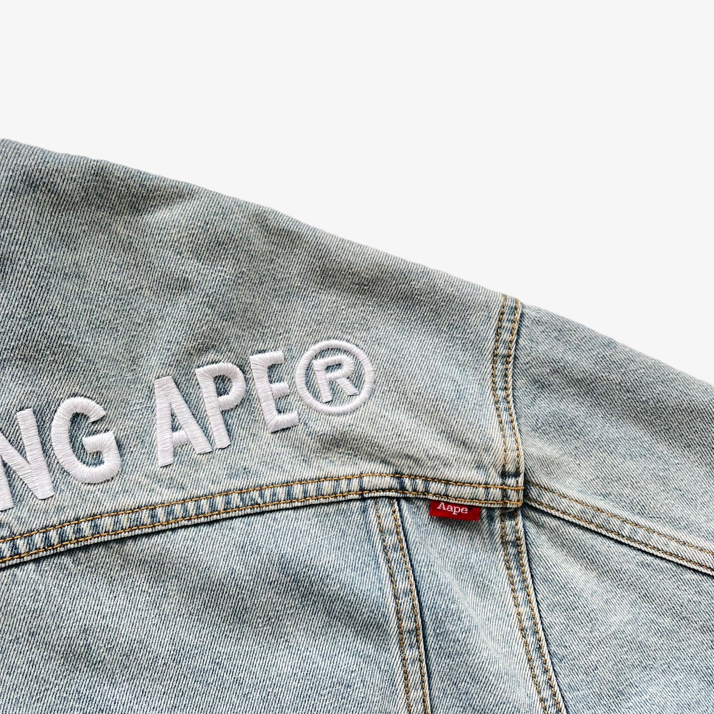 BAPE AAPE Denim Jacket With Removable Hoodie Back Tag - Casspios Dream